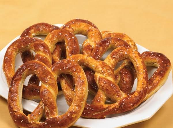 A plate full of pretzels